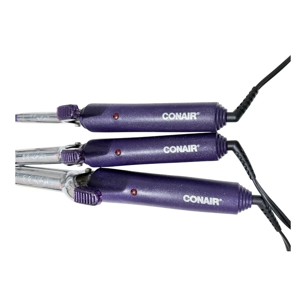 Conair Curling Iron Set 1/2 3/4 1 Inch Hair Styling Purple Glitter Chrome Retro